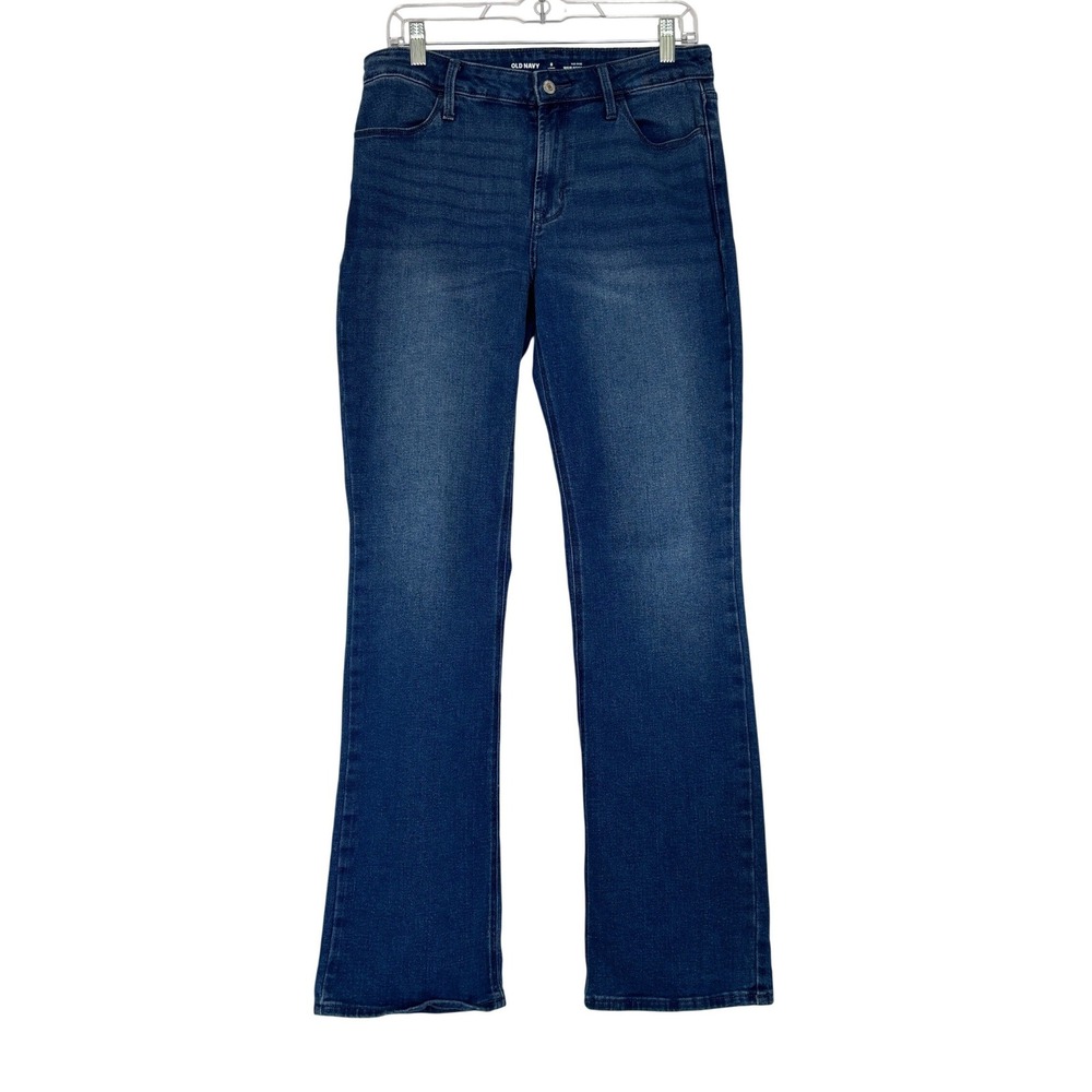 Old Navy Wow Boot-Cut Jeans Womens 8 Long Dark Wash Mid-Rise Stretch Denim